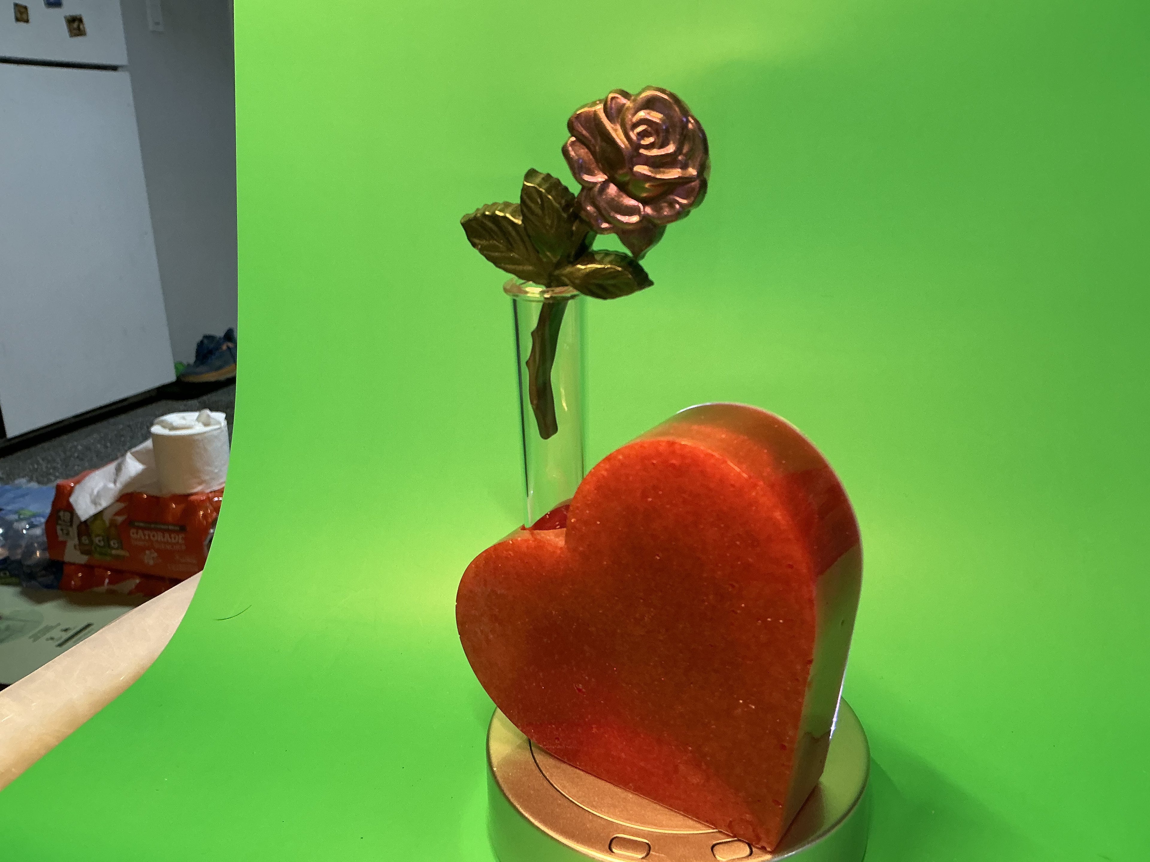 Eternal Love Resin Heart with Rose Vase